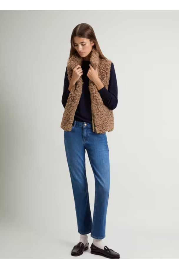 WOOLRICH CHALECO HYBRID CURLY GOLD KHAKI