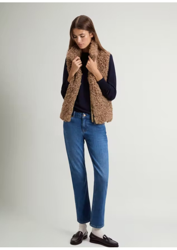 WOOLRICH CHALECO HYBRID CURLY GOLD KHAKI