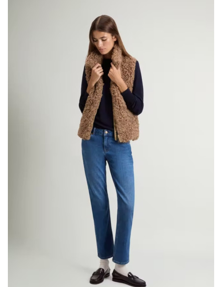 WOOLRICH CHALECO HYBRID CURLY GOLD KHAKI