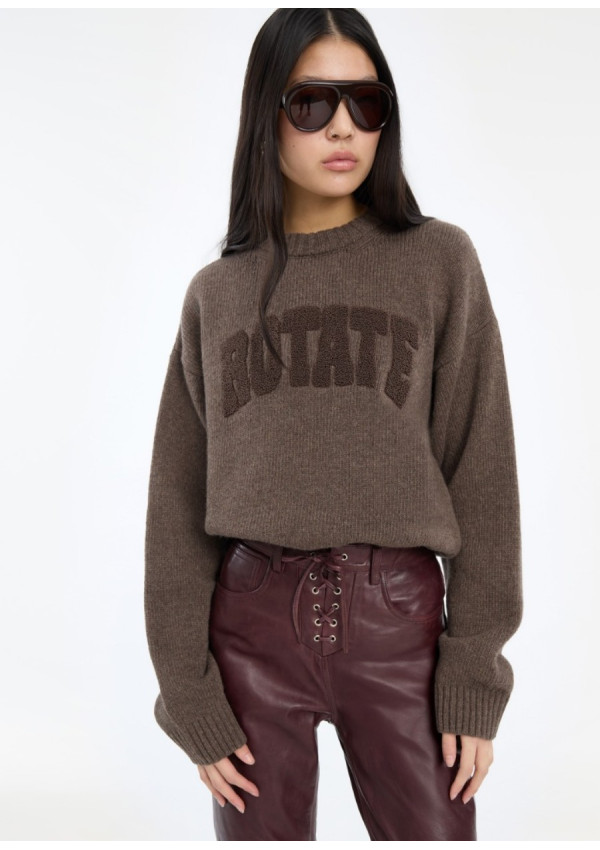 ROTATE SUETER CREWNECK BROWN