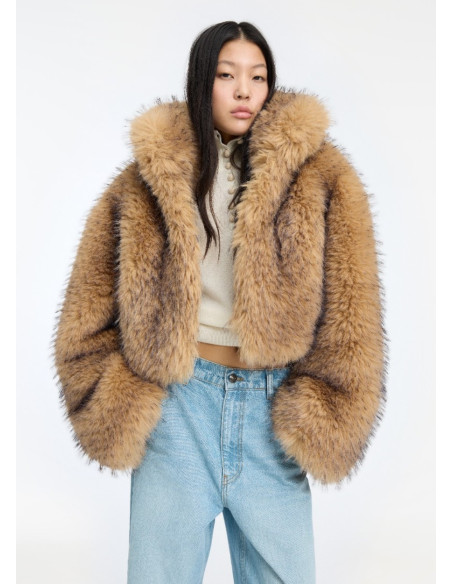 ROTATE CHAQUETA CROP FAUX FUR NOUGAT