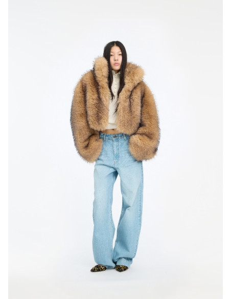 ROTATE CHAQUETA CROP FAUX FUR NOUGAT