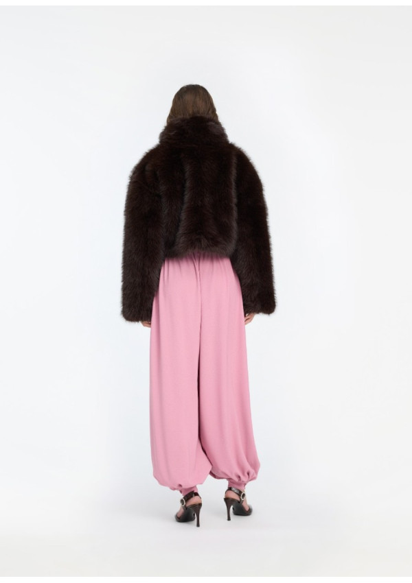 ROTATE CHAQUETA FAUR FUX CROPPED BROWN