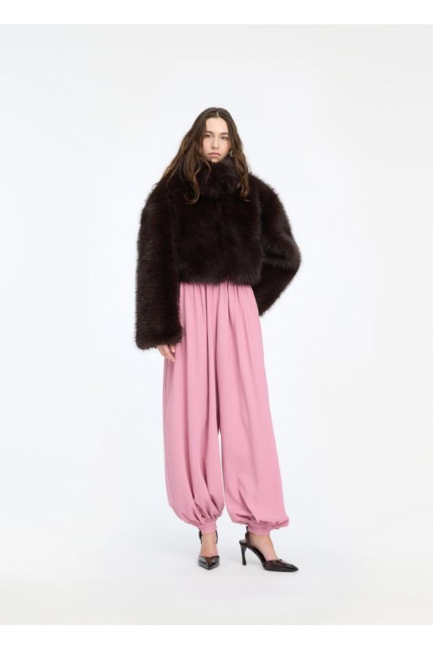 ROTATE CHAQUETA FAUR FUX CROPPED BROWN