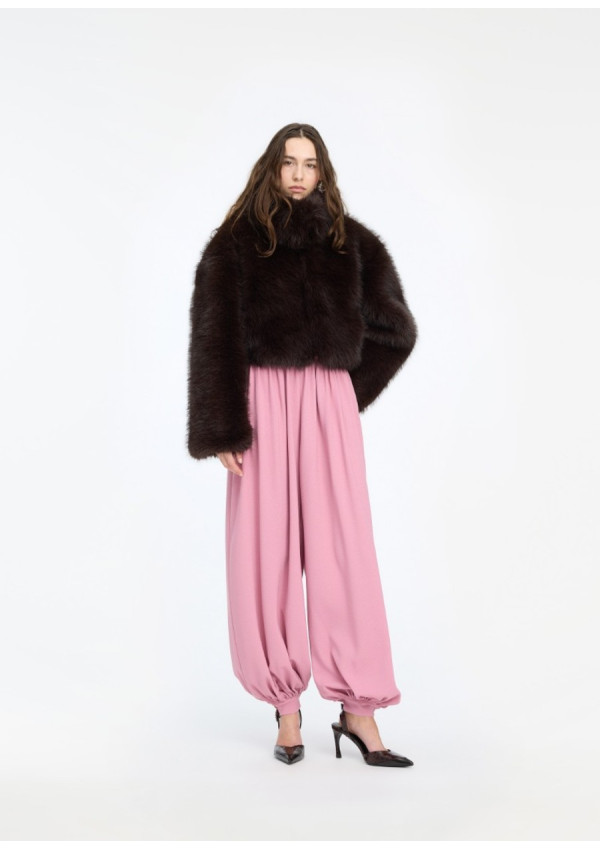 ROTATE CHAQUETA FAUR FUX CROPPED BROWN