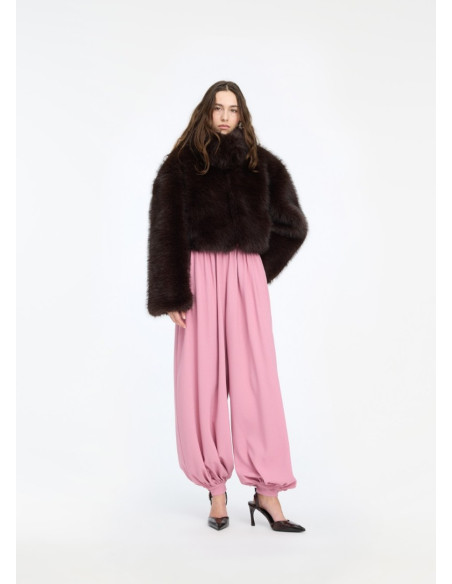 ROTATE CHAQUETA FAUR FUX CROPPED BROWN
