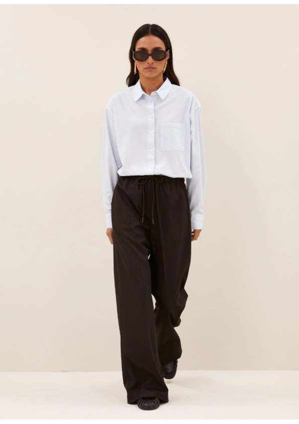 BY-BAR PANTALON PELLE PINSTRIPE BRONW