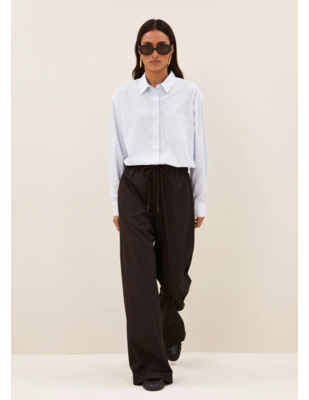 BY-BAR PANTALON PELLE PINSTRIPE BRONW