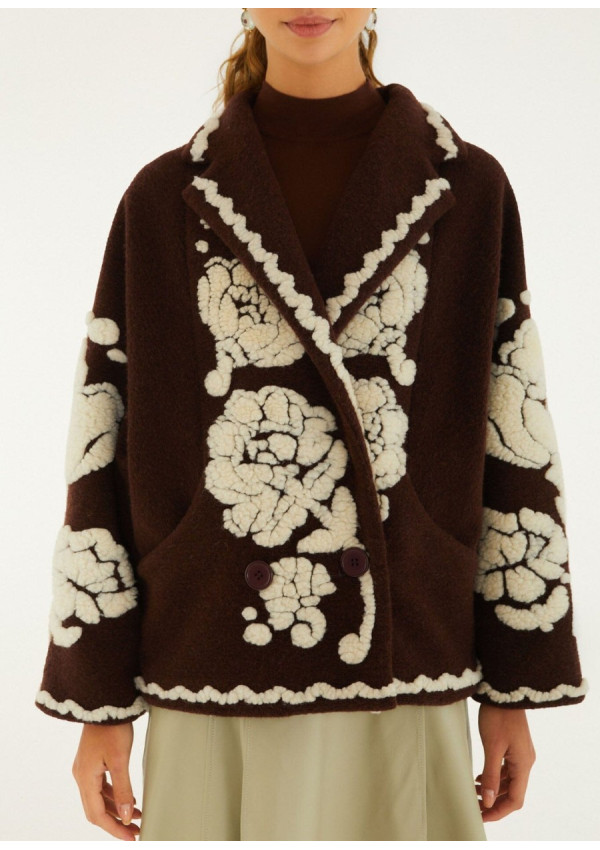 FARM RIO ABRIGO FLOWERS BROWN