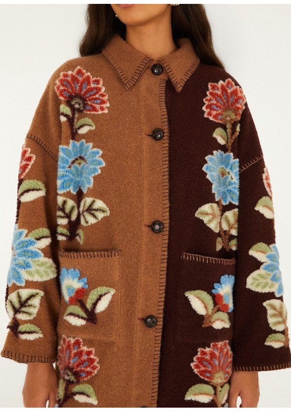 FARM RIO ABRIGO DELHI FLORAL MIDI