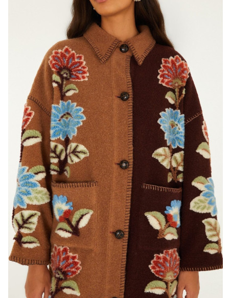 FARM RIO ABRIGO DELHI FLORAL MIDI