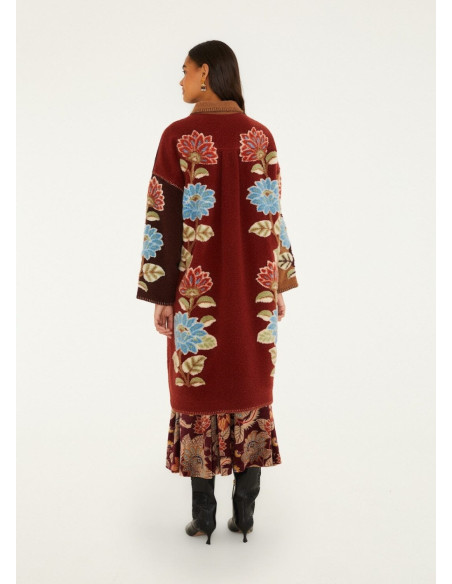 FARM RIO ABRIGO DELHI FLORAL MIDI