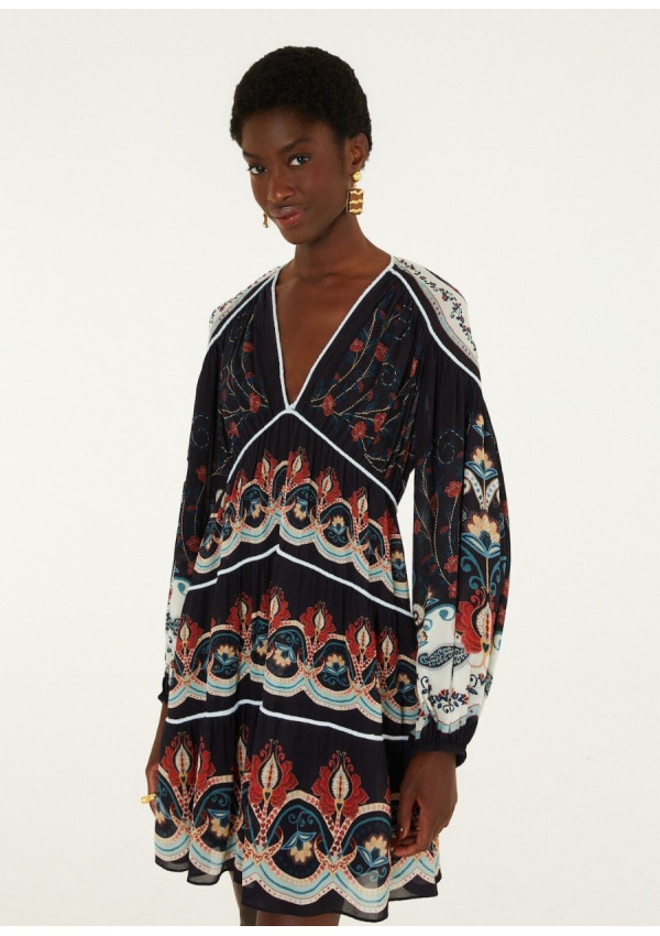 FARM RIO VESTIDO MINI NIKITA BLACK