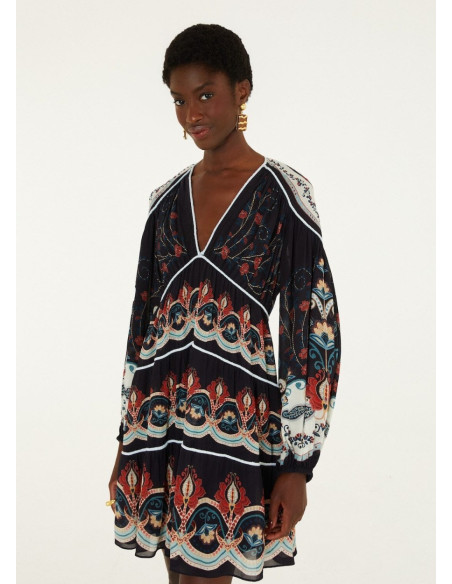 FARM RIO VESTIDO MINI NIKITA BLACK