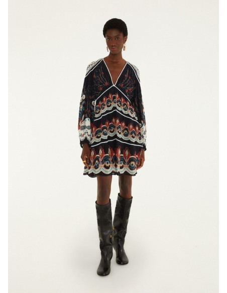 FARM RIO VESTIDO MINI NIKITA BLACK