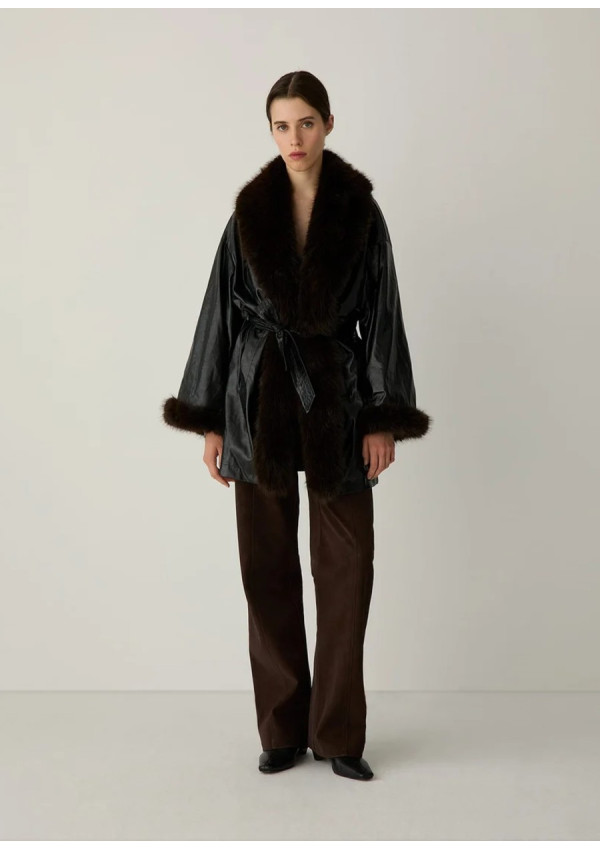 LAAGAM ORIANE BLACK SHORT COAT