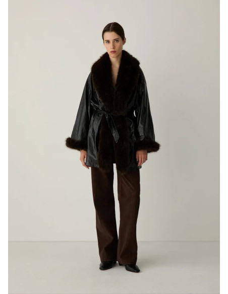 LAAGAM ORIANE BLACK SHORT COAT
