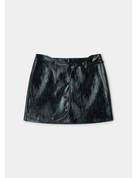 LAAGAM ELODIE DARK GREEN SHORT SKIRT