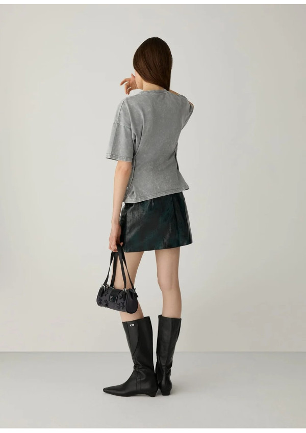 LAAGAM ELODIE DARK GREEN SHORT SKIRT