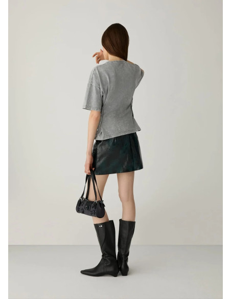 LAAGAM ELODIE DARK GREEN SHORT SKIRT