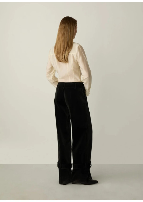 LAAGAM KAORI BLACK TEXTURED PANTS