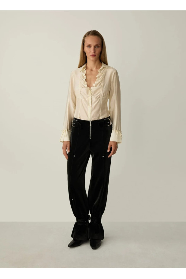 LAAGAM KAORI BLACK TEXTURED PANTS