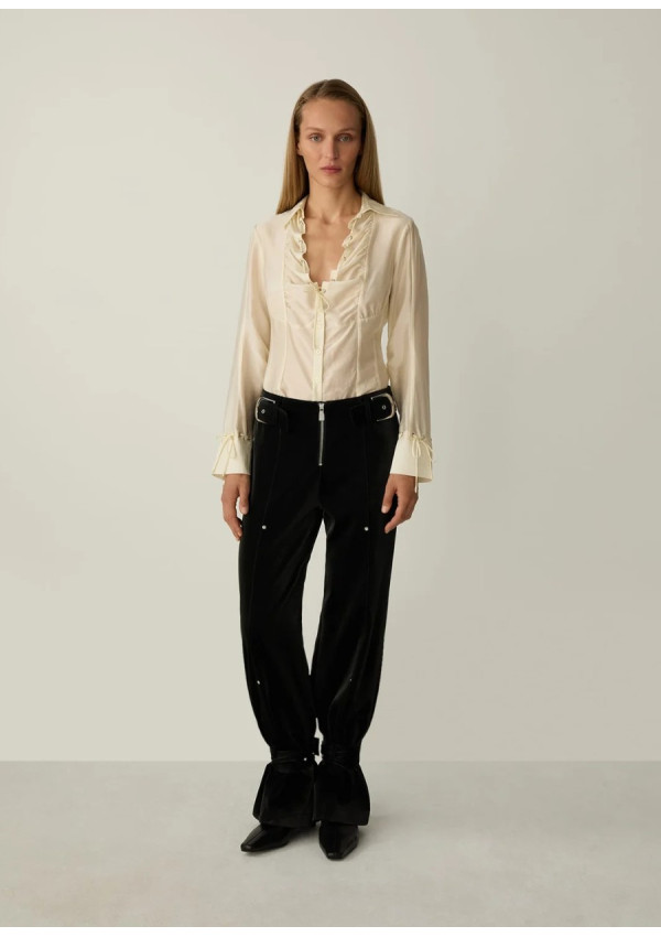 LAAGAM KAORI BLACK TEXTURED PANTS