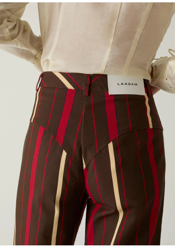 LAAGAM LEROY DARK BROWN STRIPPED TWILL PANTS