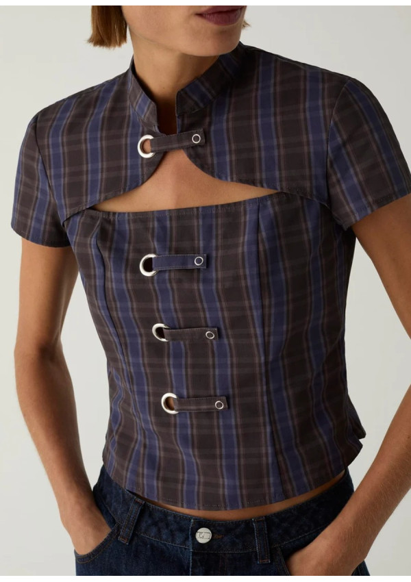 LAAGAM AZURA BROWN SQUARED TOP