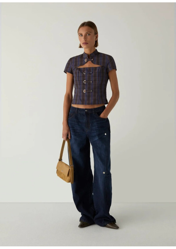 LAAGAM AZURA BROWN SQUARED TOP