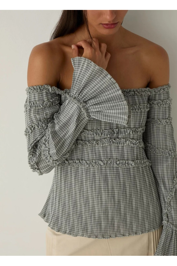 LAAGAM PETRA SQUARED TEXTURED BLOUSE