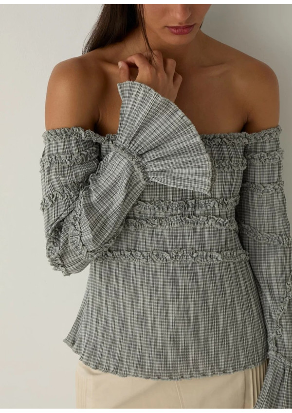 LAAGAM PETRA SQUARED TEXTURED BLOUSE