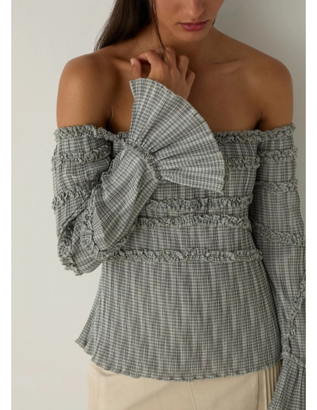 LAAGAM PETRA SQUARED TEXTURED BLOUSE
