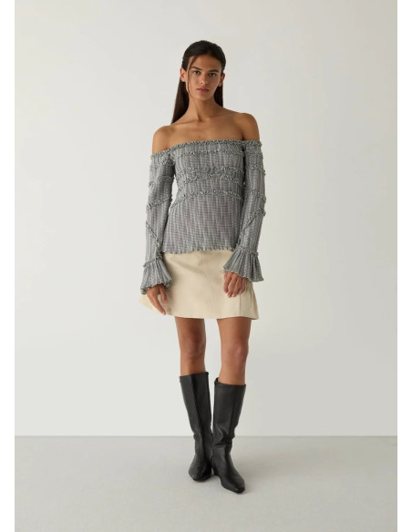 LAAGAM PETRA SQUARED TEXTURED BLOUSE