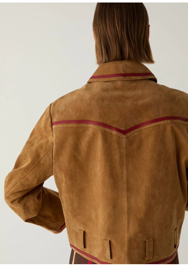 LAAGAM AVELINE REAL SUEDE CAMEL JACKET