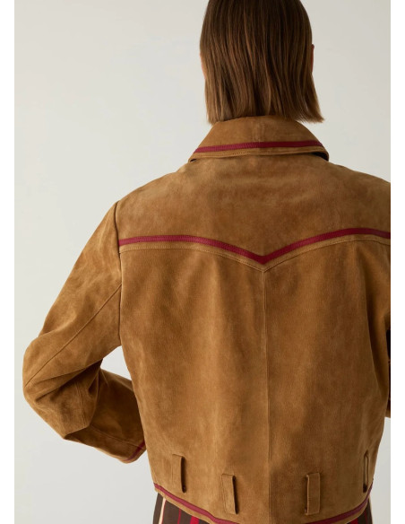LAAGAM AVELINE REAL SUEDE CAMEL JACKET