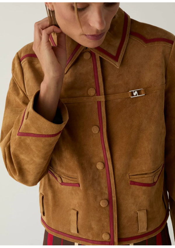 LAAGAM AVELINE REAL SUEDE CAMEL JACKET