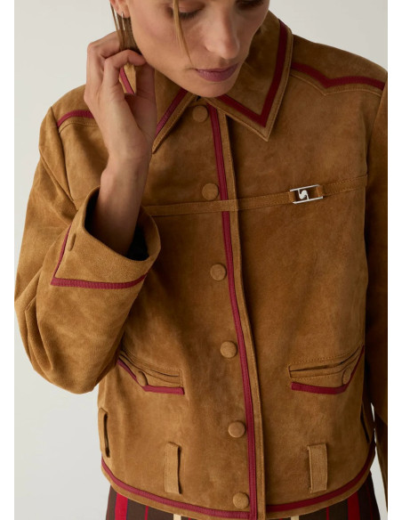 LAAGAM AVELINE REAL SUEDE CAMEL JACKET