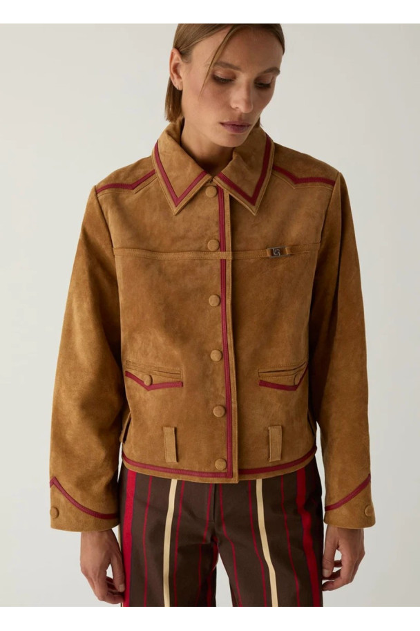LAAGAM AVELINE REAL SUEDE CAMEL JACKET