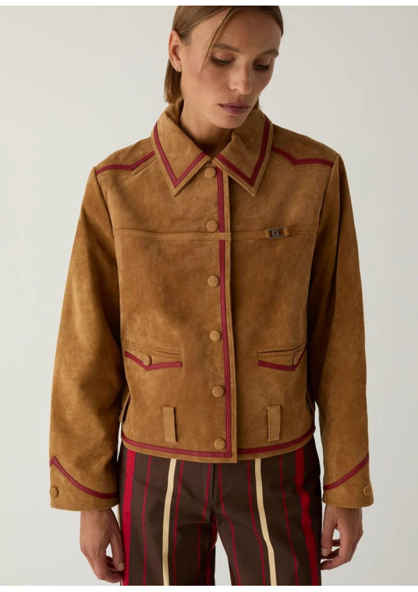 LAAGAM AVELINE REAL SUEDE CAMEL JACKET