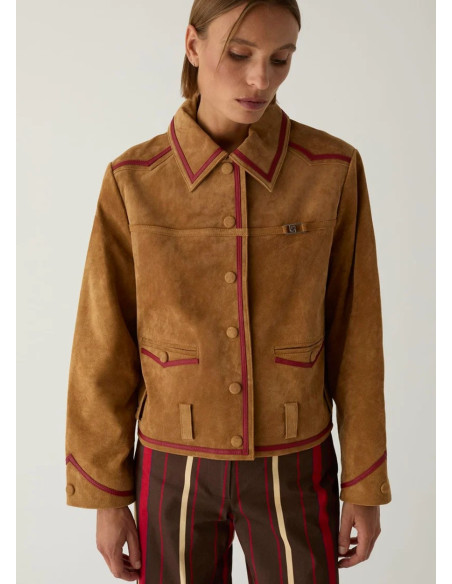 LAAGAM AVELINE REAL SUEDE CAMEL JACKET