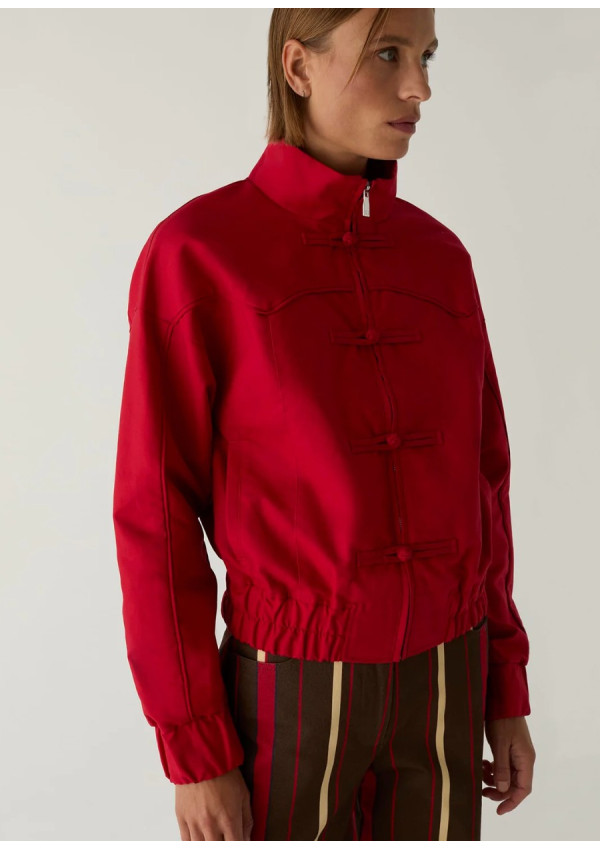LAAGAM SYLVIE RED BOMBER JACKET