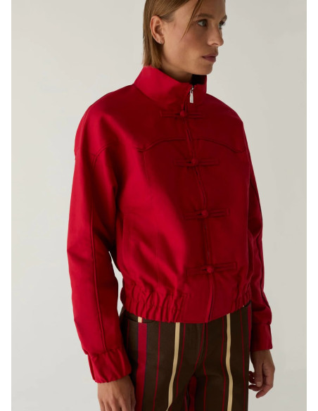 LAAGAM SYLVIE RED BOMBER JACKET