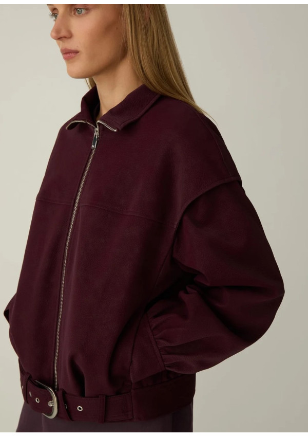 LAAGAM SIGNY BURGUNDY BOMBER JACKET