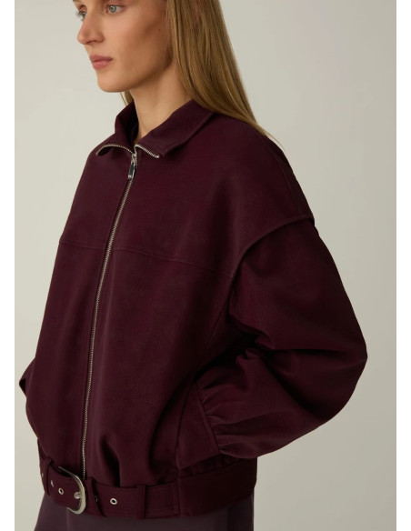 LAAGAM SIGNY BURGUNDY BOMBER JACKET