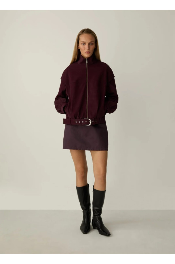 LAAGAM SIGNY BURGUNDY BOMBER JACKET