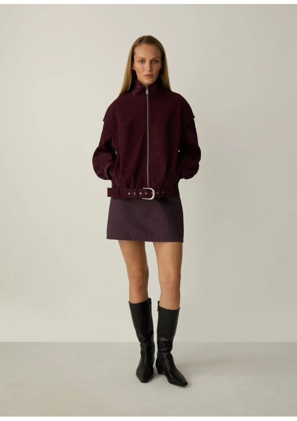 LAAGAM SIGNY BURGUNDY BOMBER JACKET