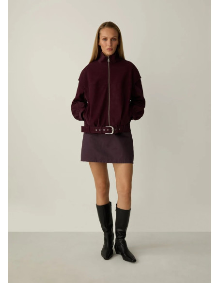 LAAGAM SIGNY BURGUNDY BOMBER JACKET