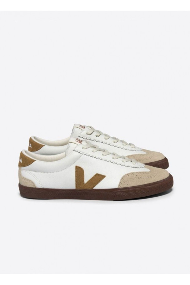 VEJA VOLLEY LEATHER WHITE TENT BARK